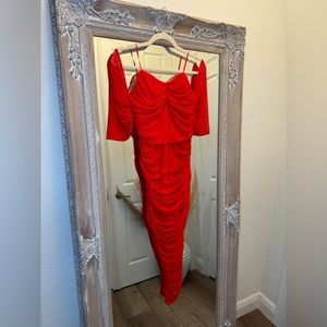 Alfredo Barraza M Ruched Red Dress